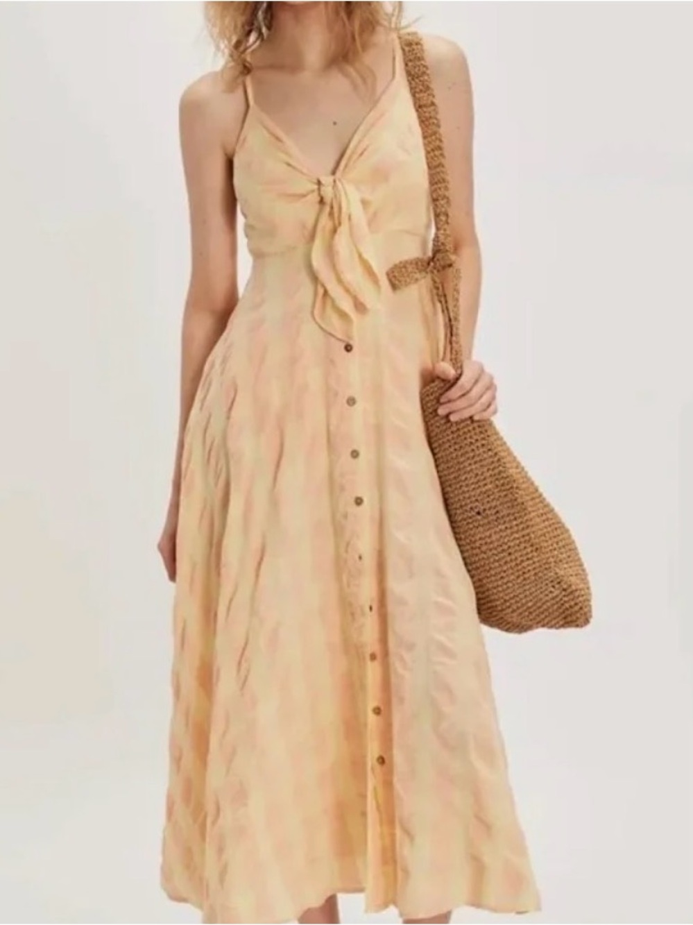 Free People Via Gingham Cotton Seersucker Sundress, XS
